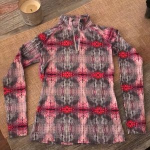 Nike Women's Pink, Red & Gray Long Sleeve Half-Zip Top